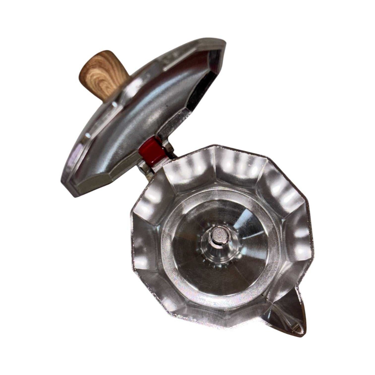 Moka Pot with Elegant Wooden Handle (150ml / 3 Cup) - Red