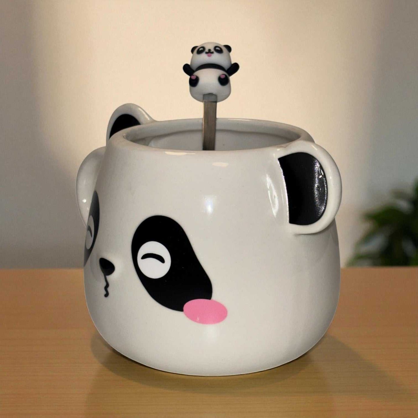 Moodie Panda Ceramic Mug (With Spoon) - The Blushy