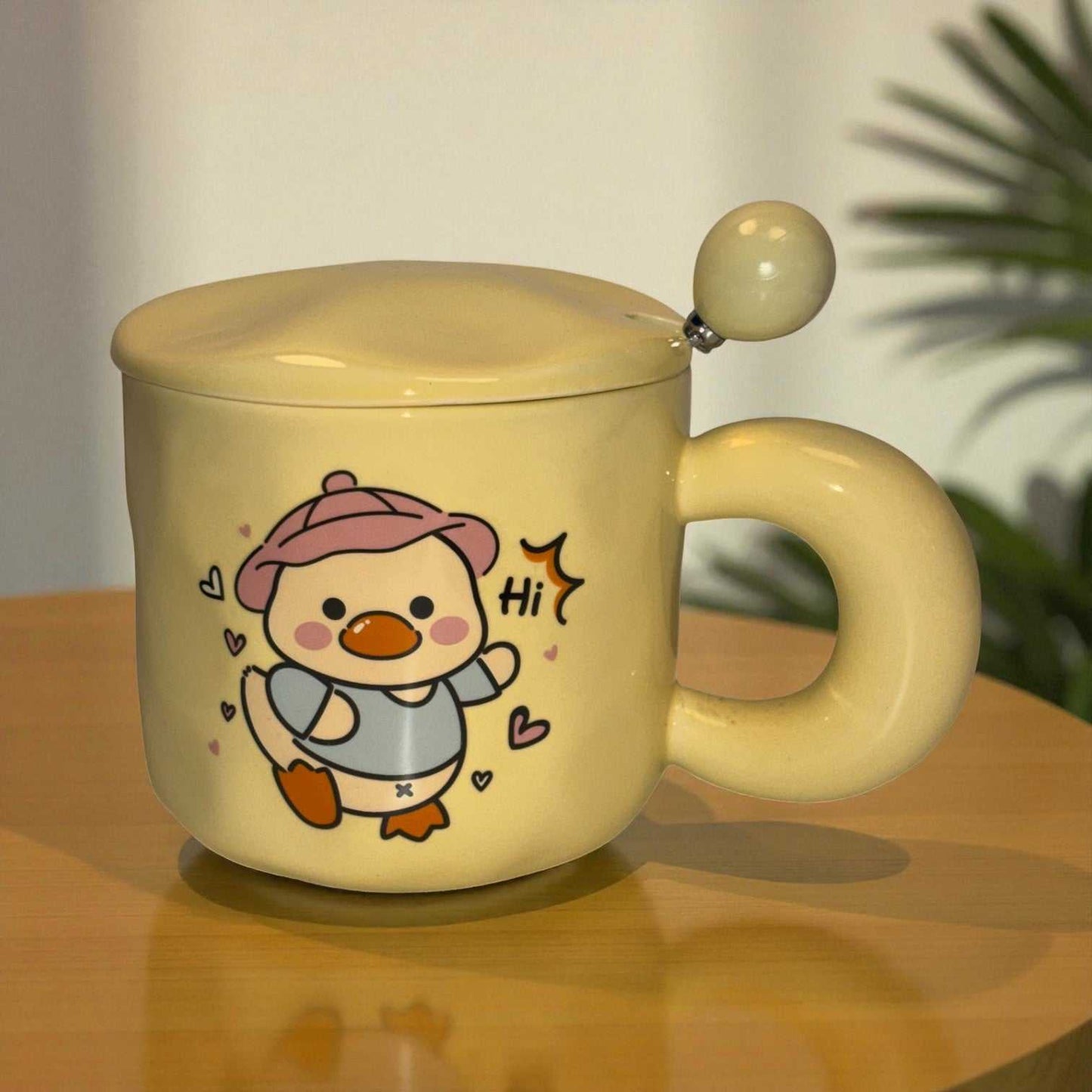 Tiny Greets Ceramic Mug (With Spoon and Lid) - Duck