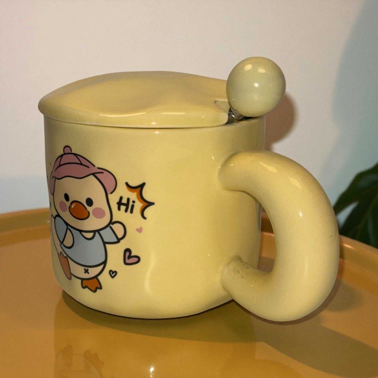Tiny Greets Ceramic Mug (With Spoon and Lid) - Duck