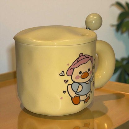 Tiny Greets Ceramic Mug (With Spoon and Lid) - Duck