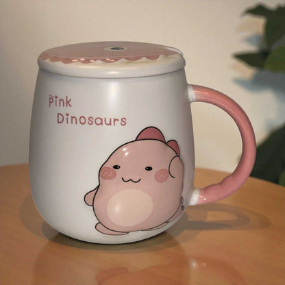 Pastel Roar Ceramic Mug (With Spoon and Lid)