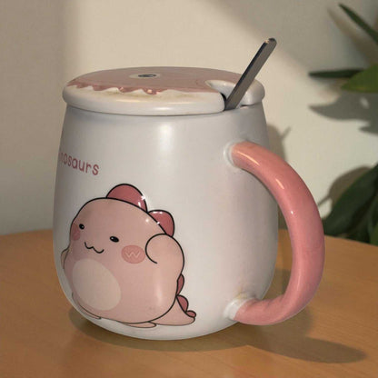 Pastel Roar Ceramic Mug (With Spoon and Lid)