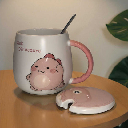 Pastel Roar Ceramic Mug (With Spoon and Lid)