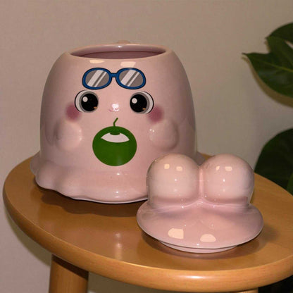 Sugar Snug Ceramic Mug (With Lid) - Pink