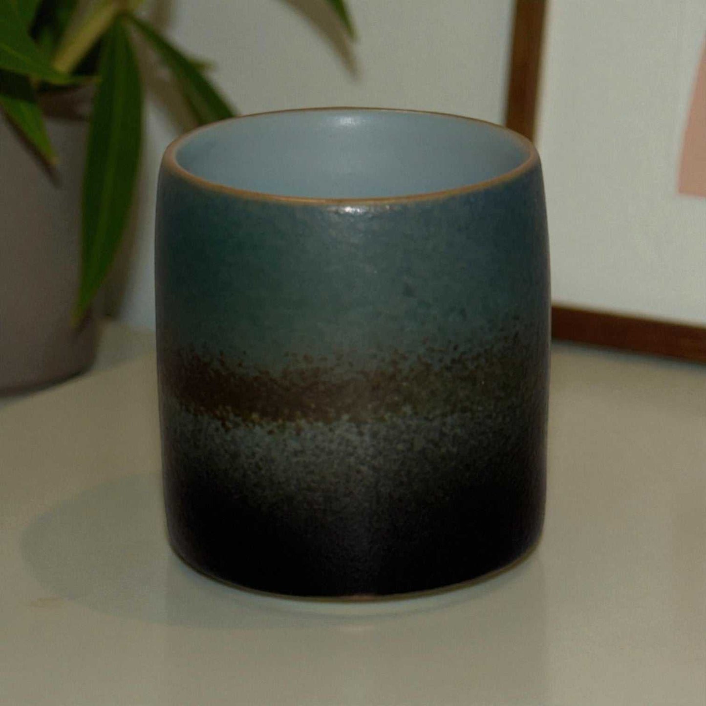 Wabi Fade Demitasse Cup (80 ml Espresso Cup) - Green and Black - Wooden handle