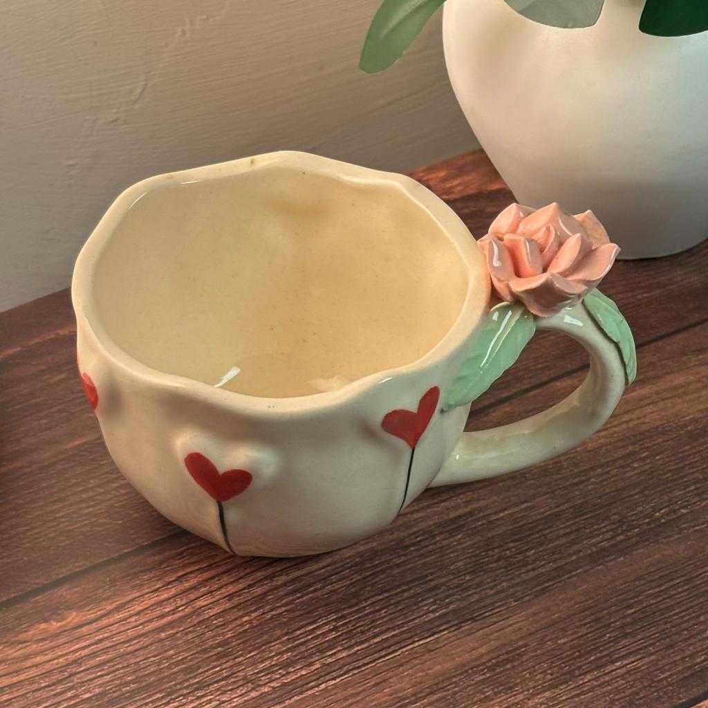 Rose Bloom Ceramic Cup - Pink