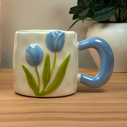 Tulip Meadow Ceramic Mug - Blue