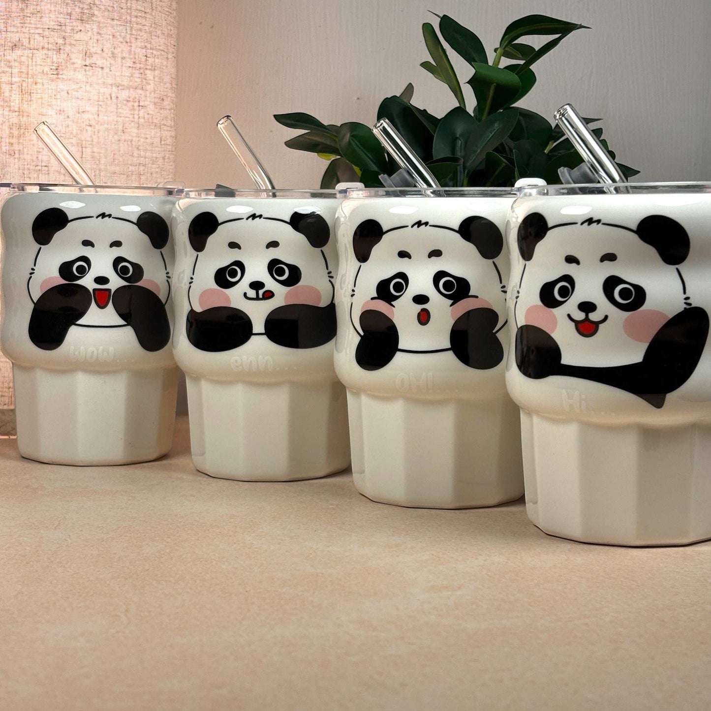 Multipurpose Panda Ceramic Tumbler (With Straw and Lid)