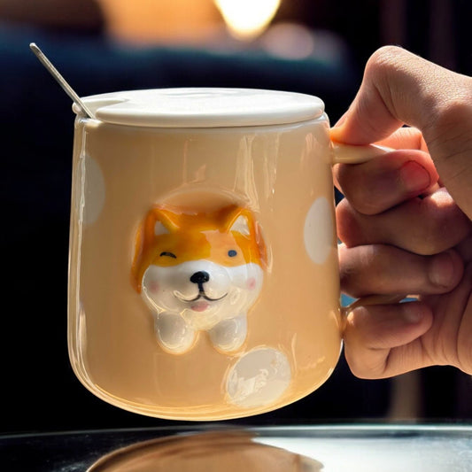 Sassy Shiba Ceramic Cup (With Spoon and Lid)