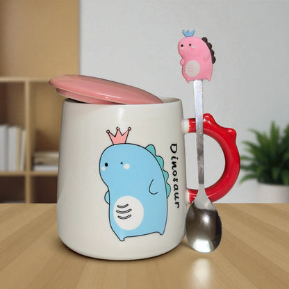 Dino Majesty Ceramic Mug (With Spoon and Lid)