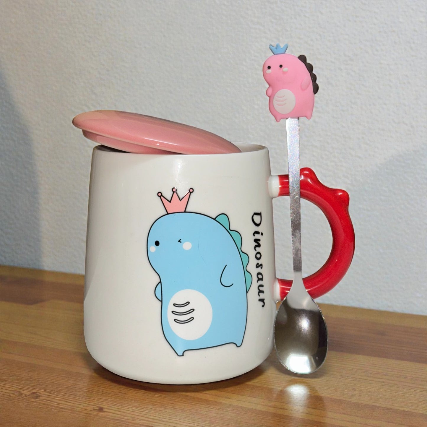 Dino Majesty Ceramic Mug (With Spoon and Lid)