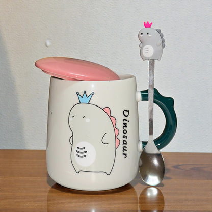 Dino Majesty Ceramic Mug (With Spoon and Lid)