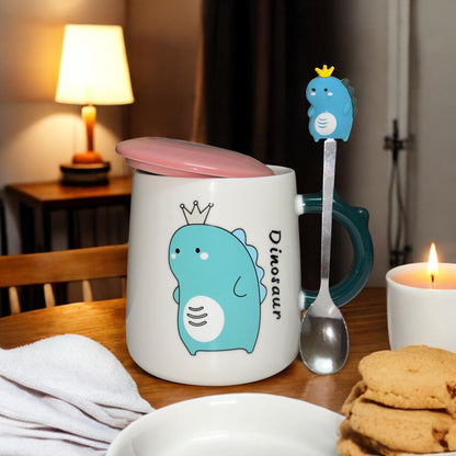 Dino Majesty Ceramic Mug (With Spoon and Lid)