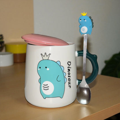 Dino Majesty Ceramic Mug (With Spoon and Lid)