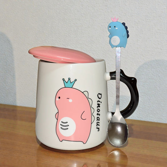 Dino Majesty Ceramic Mug (With Spoon and Lid)