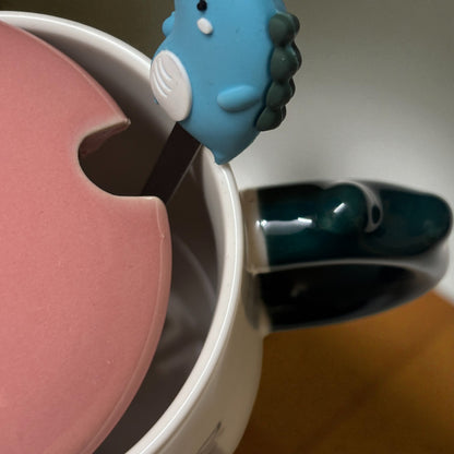 Dino Majesty Ceramic Mug (With Spoon and Lid)