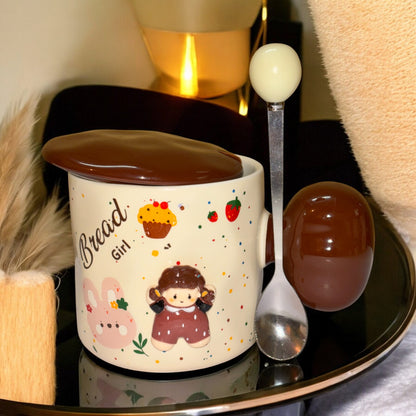 Synced Souls Ceramic Cups (With Spoon and Lid)