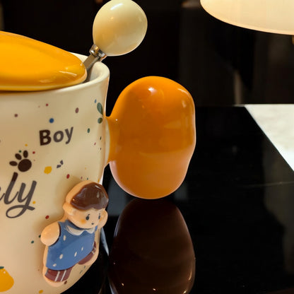 Synced Souls Ceramic Cups (With Spoon and Lid)