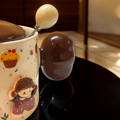 Synced Souls Ceramic Cups (With Spoon and Lid)