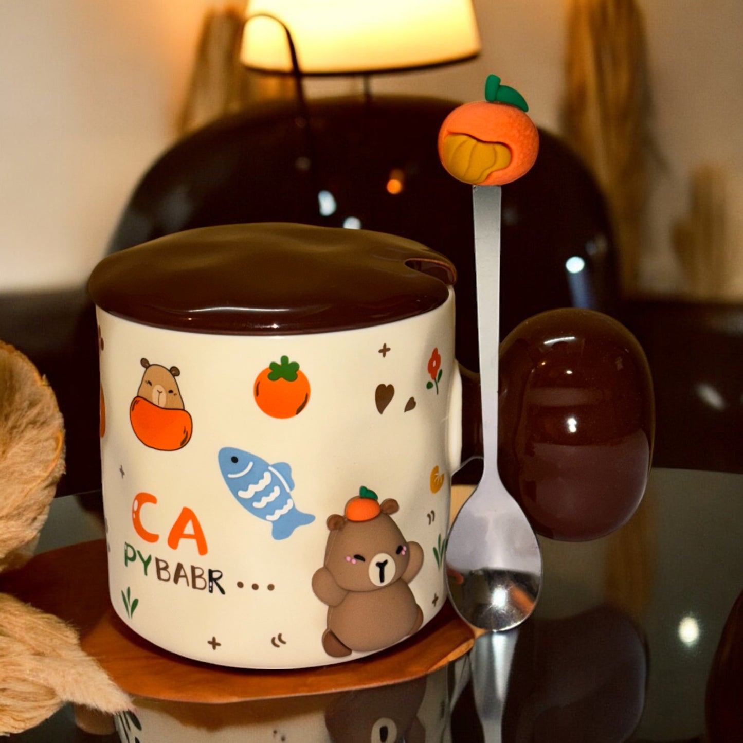 Tangy Teddy Ceramic Cup (With Spoon and Lid)