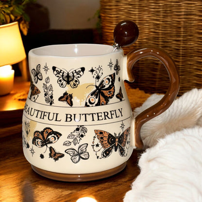 Victorian Flutter Ceramic Mug (With Spoon and Lid)