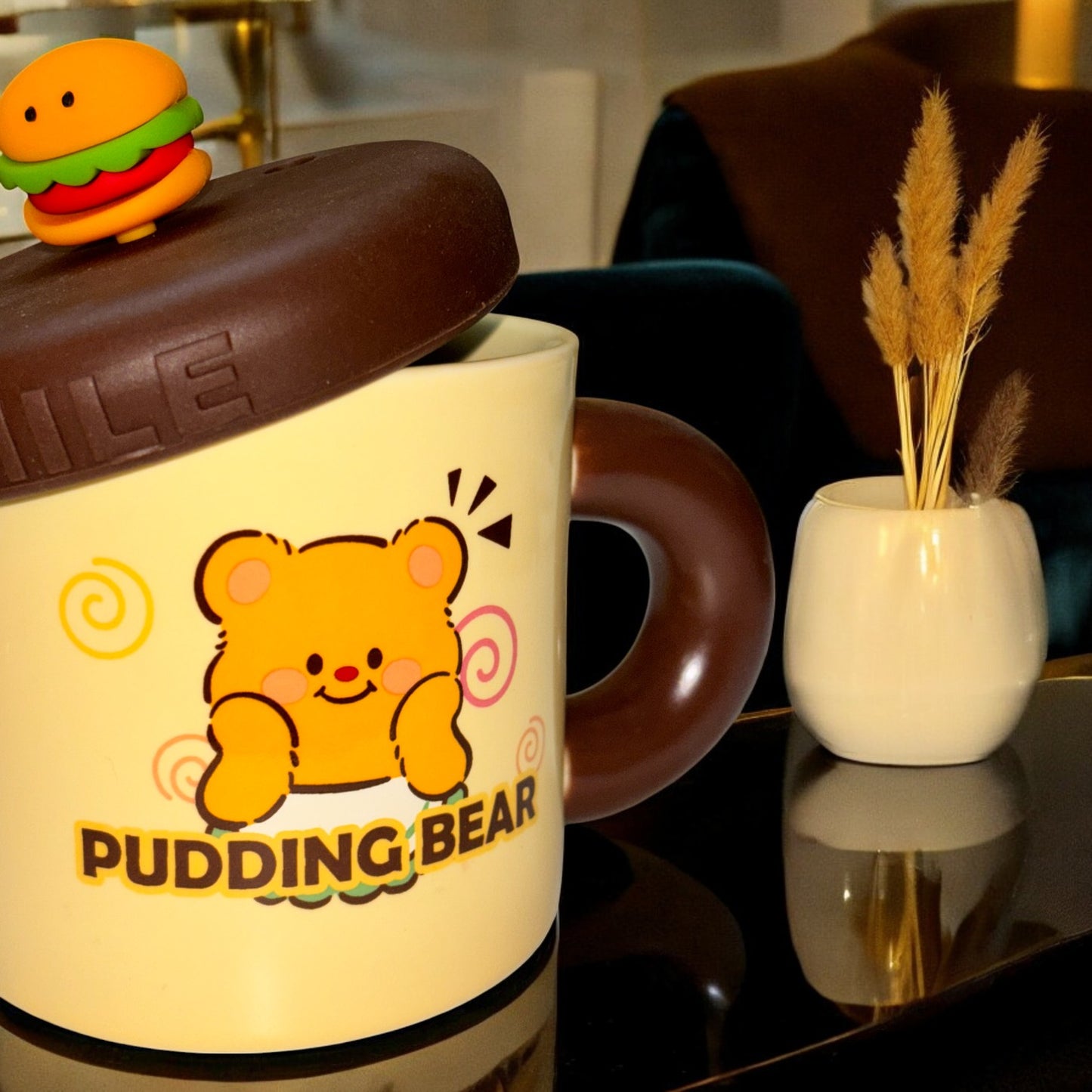 Coddle Bear Ceramic Cup (With Lid and Straw)