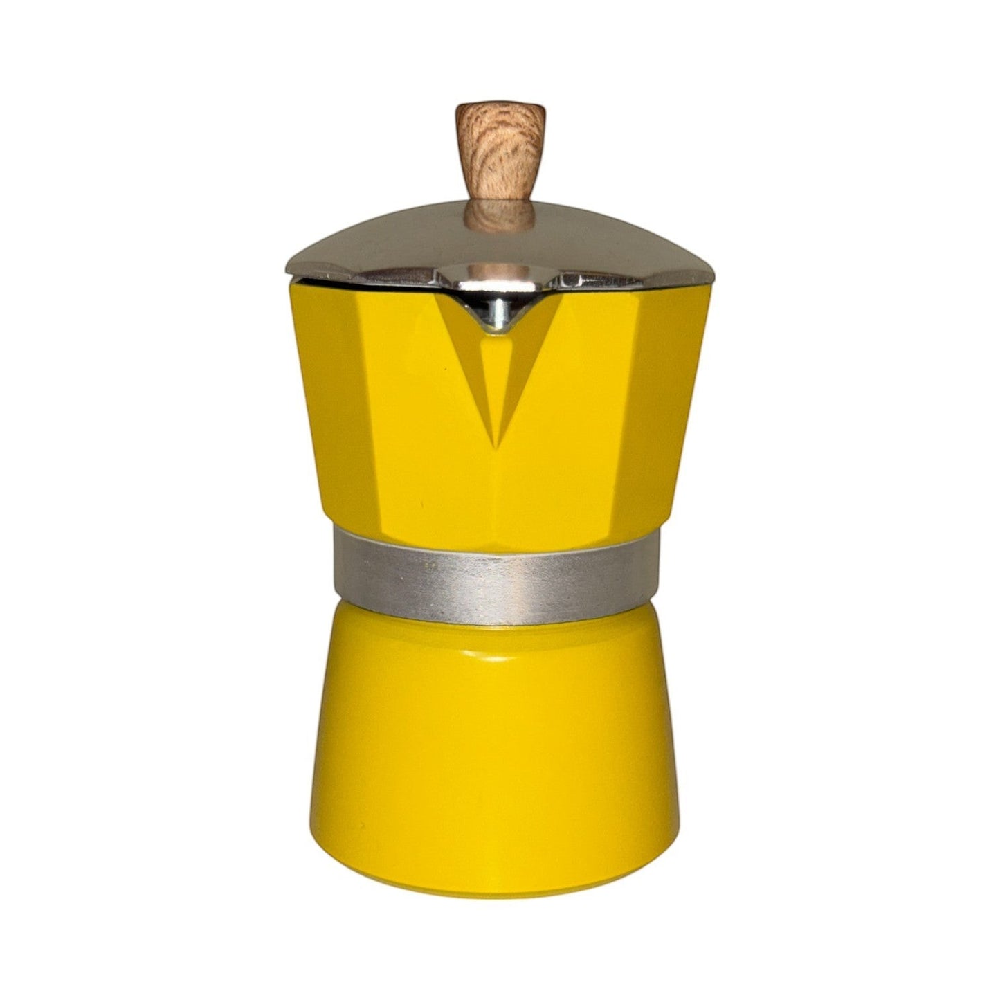 Moka Pot with Elegant Wooden Texture Handle (150ml / 3 Cup) - Yellow