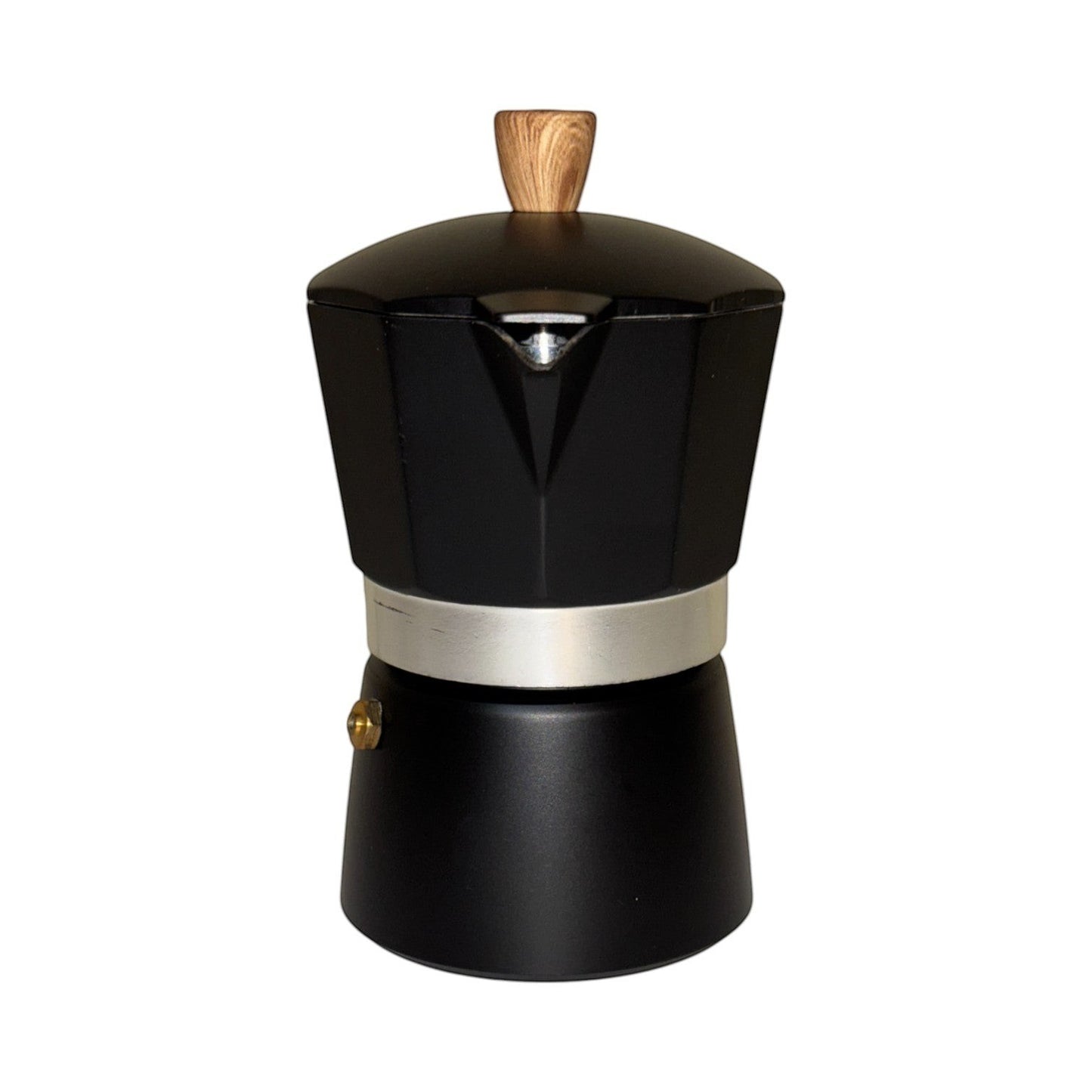 Moka Pot with Elegant Wooden Texture Handle (150ml / 3 Cup) - Black