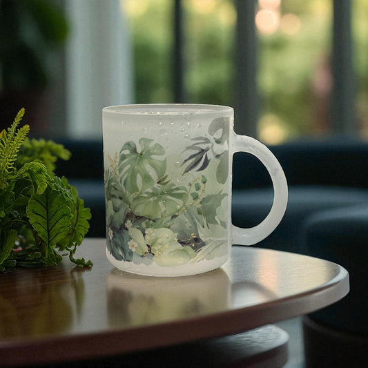 Monstera Calm Frosted Glass Mug