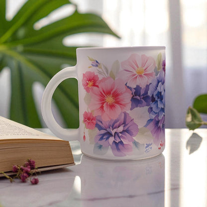 Violet Bloom Frosted Glass Mug