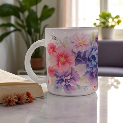 Violet Bloom Frosted Glass Mug