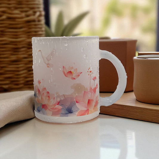 Zen Lotus Frosted Glass Mug
