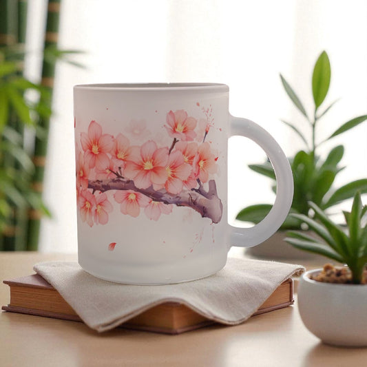 Sakura Drift Frosted Glass Mug