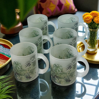 Monstera Calm Frosted Glass Mug