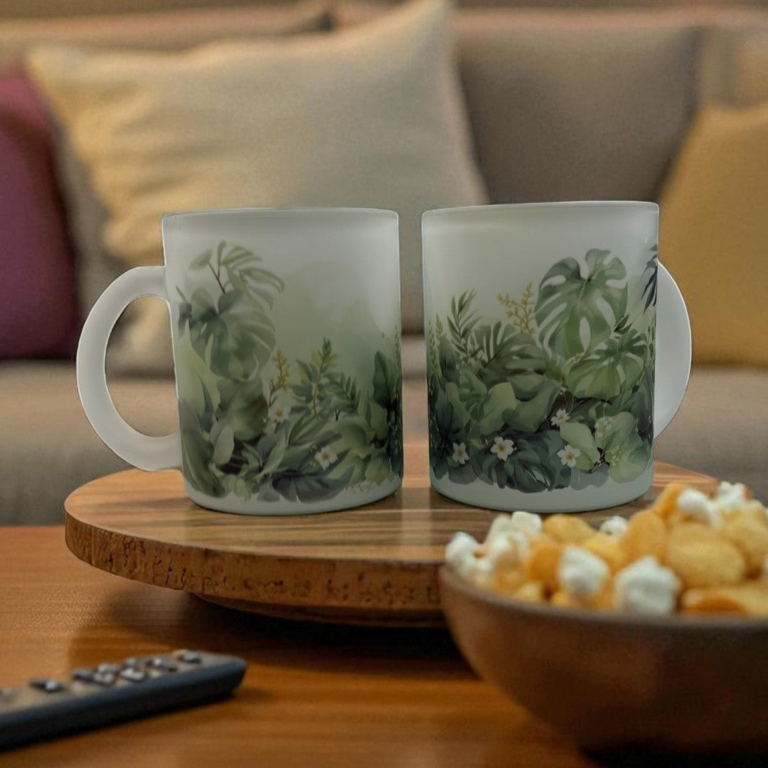 Monstera Calm Frosted Glass Mug