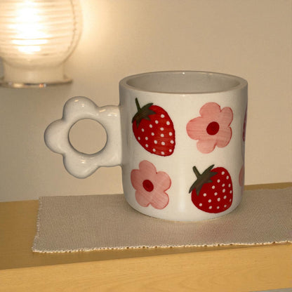 Strawberry Bloom Ceramic Cup