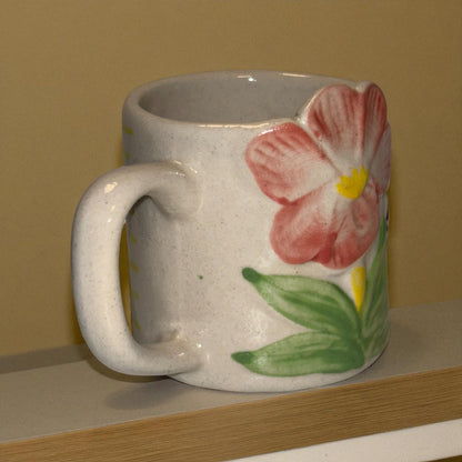 Sculpted Bloom Ceramic Cup - Pink