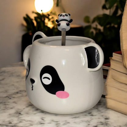 Moodie Panda Ceramic Mug (With Spoon) - The Blushy