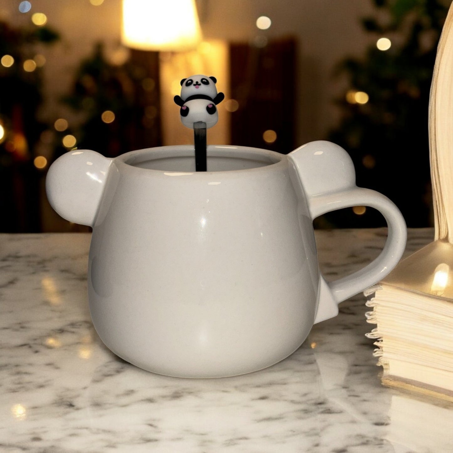 Moodie Panda Ceramic Mug (With Spoon) - The Blushy