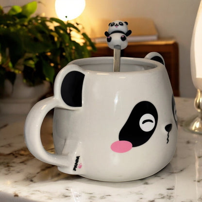 Moodie Panda Ceramic Mug (With Spoon) - The Blushy