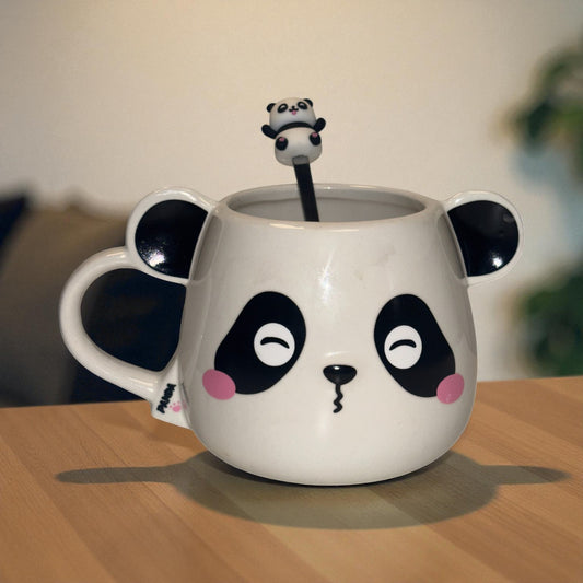 Moodie Panda Ceramic Mug (With Spoon) - The Blushy
