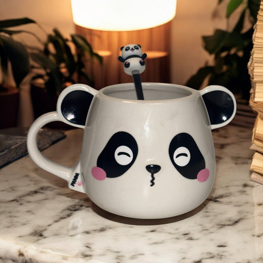 Moodie Panda Ceramic Mug (With Spoon) - The Blushy