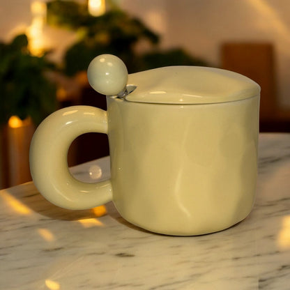 Tiny Greets Ceramic Mug (With Spoon and Lid) - Teddy