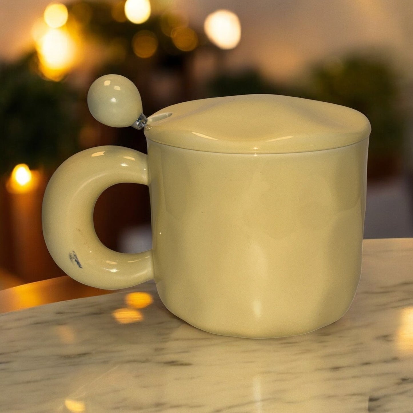 Tiny Greets Ceramic Mug (With Spoon and Lid) - Puppy