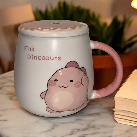 Pastel Roar Ceramic Mug (With Spoon and Lid)