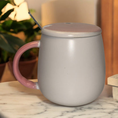 Pastel Roar Ceramic Mug (With Spoon and Lid)