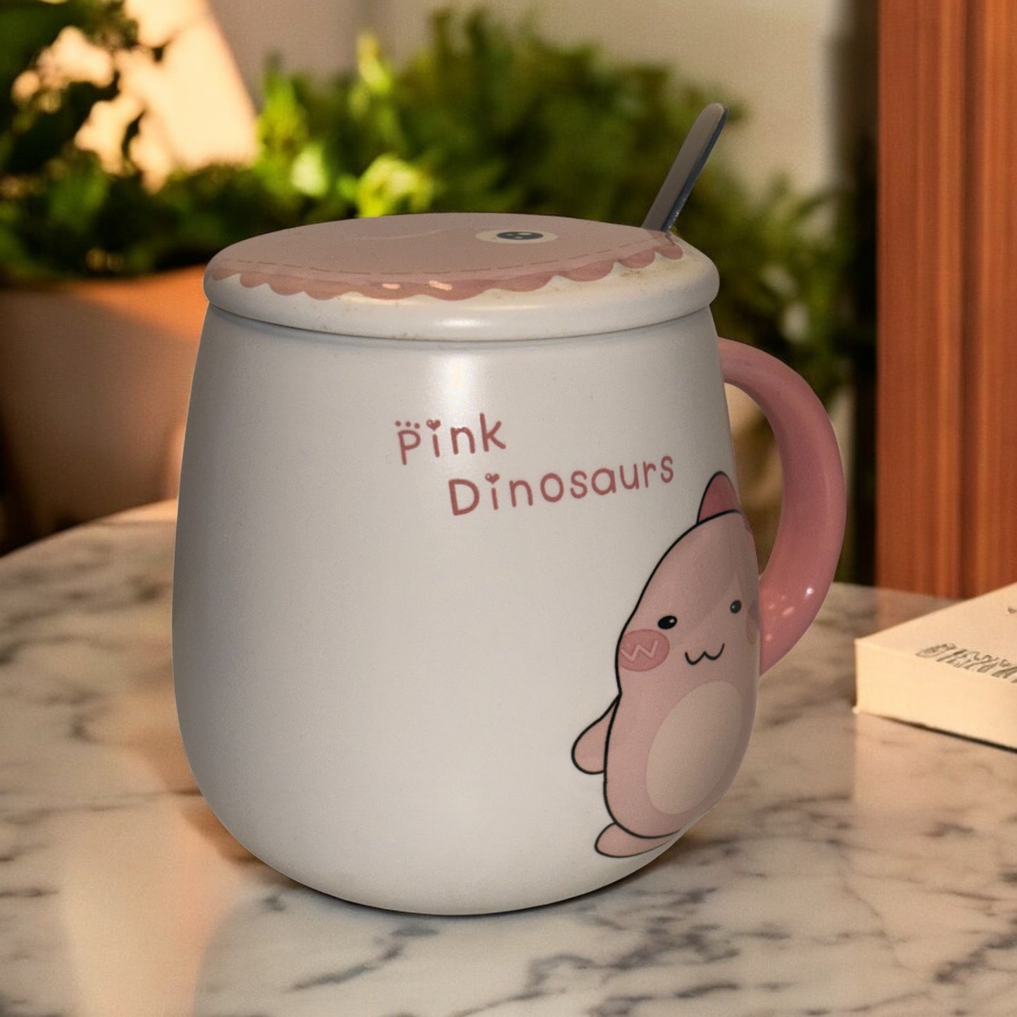 Pastel Roar Ceramic Mug (With Spoon and Lid)