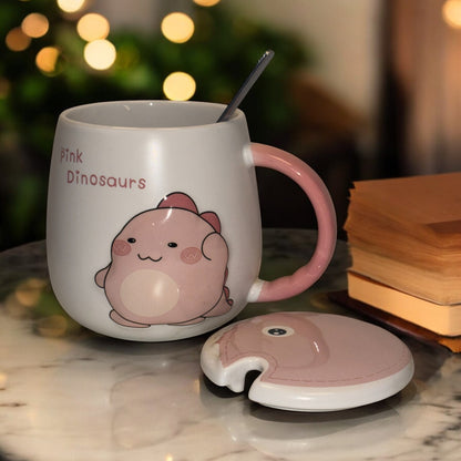Pastel Roar Ceramic Mug (With Spoon and Lid)