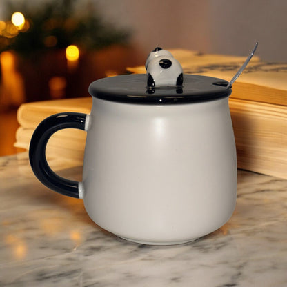 Fortune Panda Ceramic Mug (With Spoon and Lid)